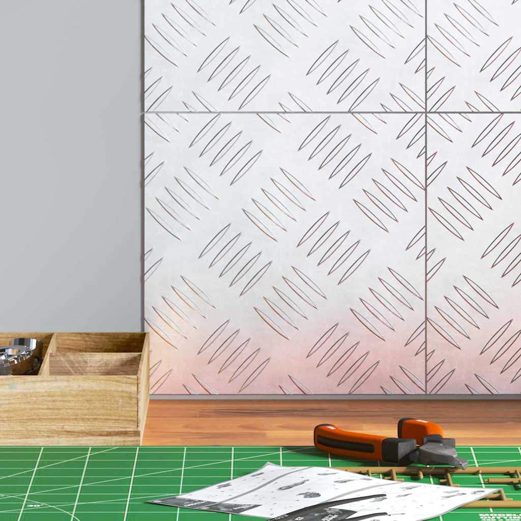 vidaXL Επιφάνειες Καρό 4 pcs Ασημί 20 x 20 cm Αλουμίνιο