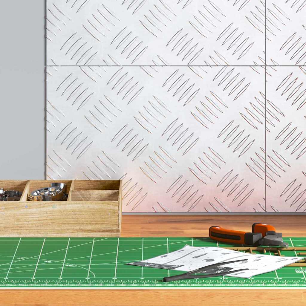 vidaXL Επιφάνειες Καρό 4 pcs Ασημί 30 x 20 cm Αλουμίνιο