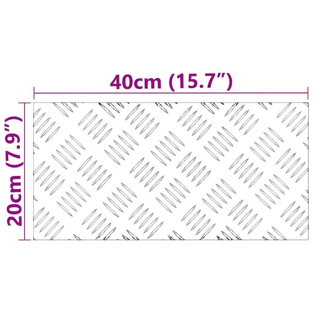vidaXL Επιφάνειες Καρό 2 pcs Ασημί 40 x 20 cm Αλουμίνιο