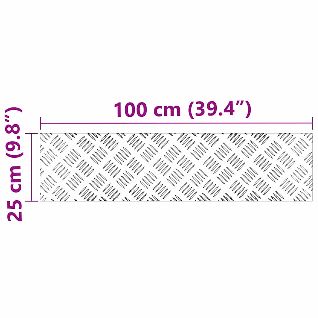 vidaXL Επιφάνειες Καρό 2 pcs Ασημί 100 x 25 cm Αλουμίνιο