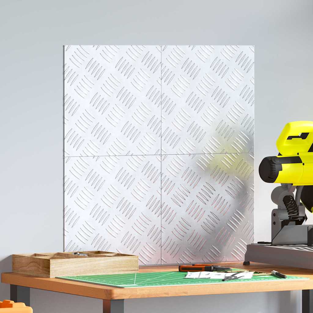 vidaXL Επιφάνειες Καρό 4 pcs Ασημί 30 x 30 cm Αλουμίνιο