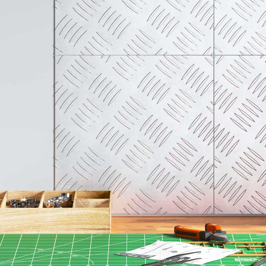 vidaXL Επιφάνειες Καρό 4 pcs Ασημί 30 x 30 cm Αλουμίνιο