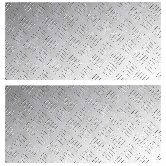 vidaXL Επιφάνειες Καρό 2 pcs Ασημί 60 x 30 cm Αλουμίνιο
