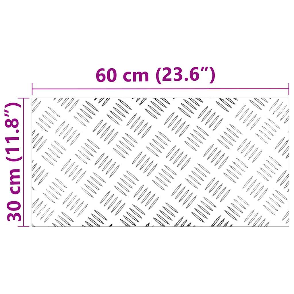vidaXL Επιφάνειες Καρό 4 pcs Ασημί 60 x 30 cm Αλουμίνιο