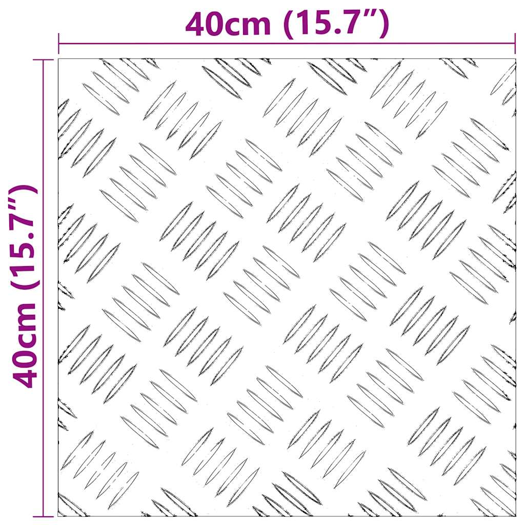 vidaXL Επιφάνειες Καρό 4 pcs Ασημί 40 x 40 cm Αλουμίνιο