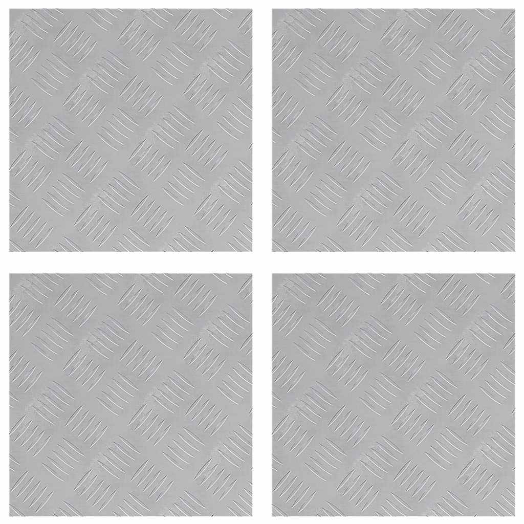 vidaXL Επιφάνειες Καρό 4 pcs Ασημί 40 x 40 cm Αλουμίνιο