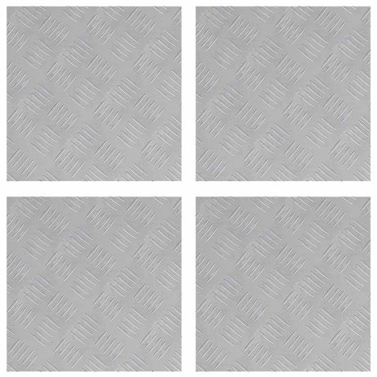 vidaXL Επιφάνειες Καρό 4 pcs Ασημί 40 x 40 cm Αλουμίνιο