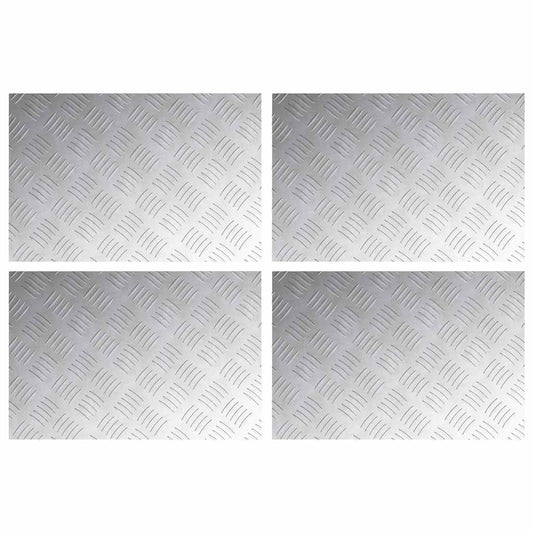 vidaXL Επιφάνειες Καρό 4 pcs Ασημί 60 x 40 cm Αλουμίνιο