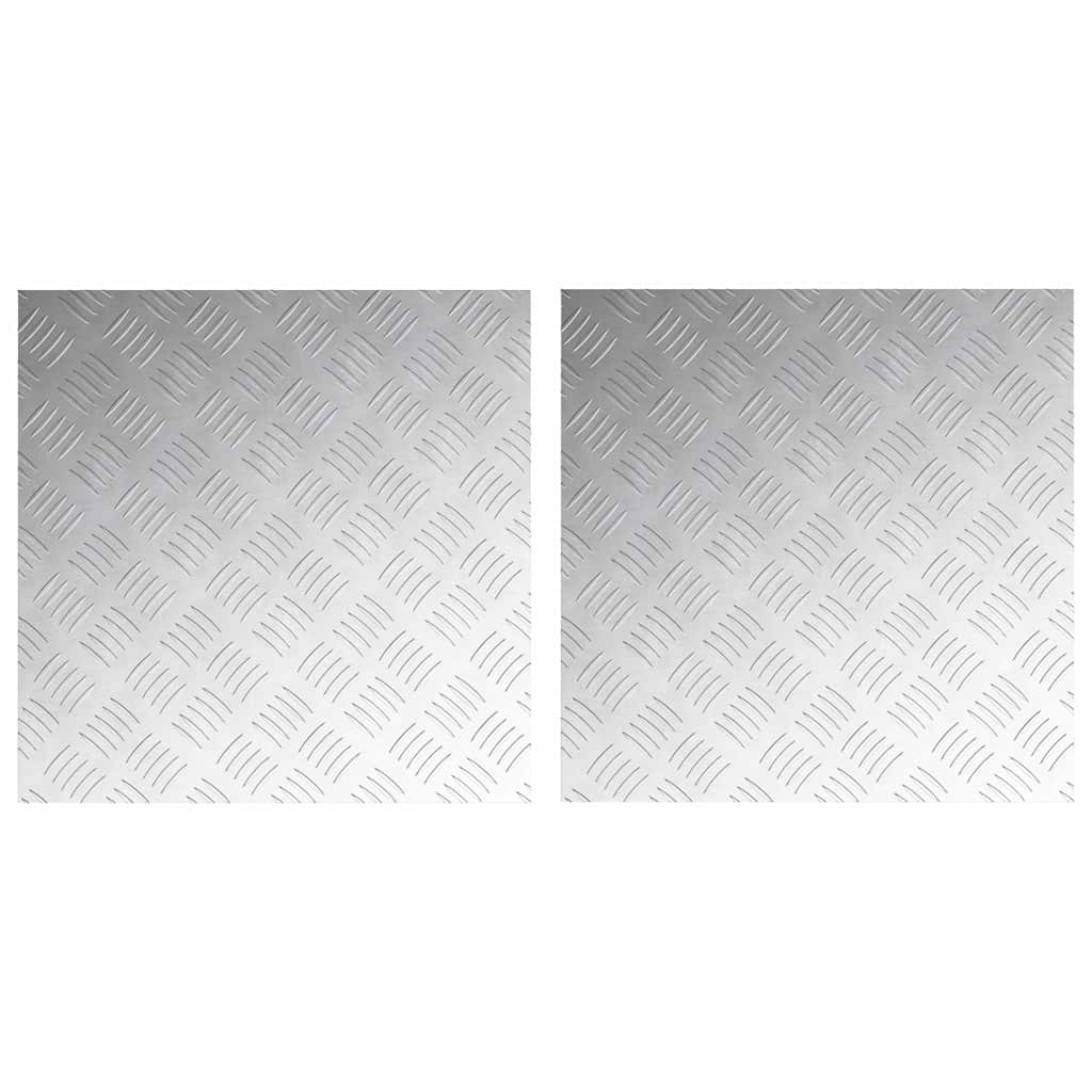 vidaXL Επιφάνειες Καρό 2 pcs Ασημί 50 x 50 cm Αλουμίνιο