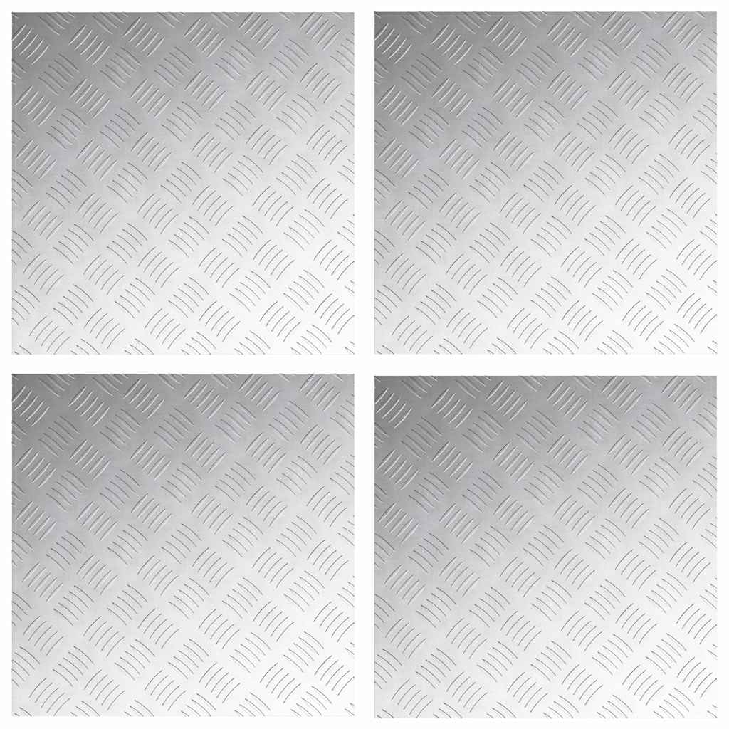 vidaXL Επιφάνειες Καρό 4 pcs Ασημί 50 x 50 cm Αλουμίνιο