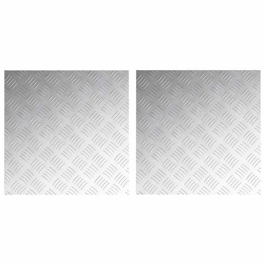 vidaXL Επιφάνειες Καρό 2 pcs Ασημί 50 x 50 cm Αλουμίνιο