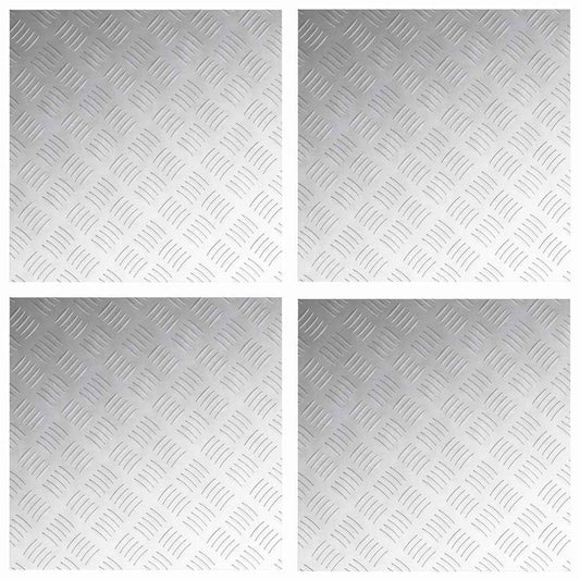 vidaXL Επιφάνειες Καρό 4 pcs Ασημί 50 x 50 cm Αλουμίνιο