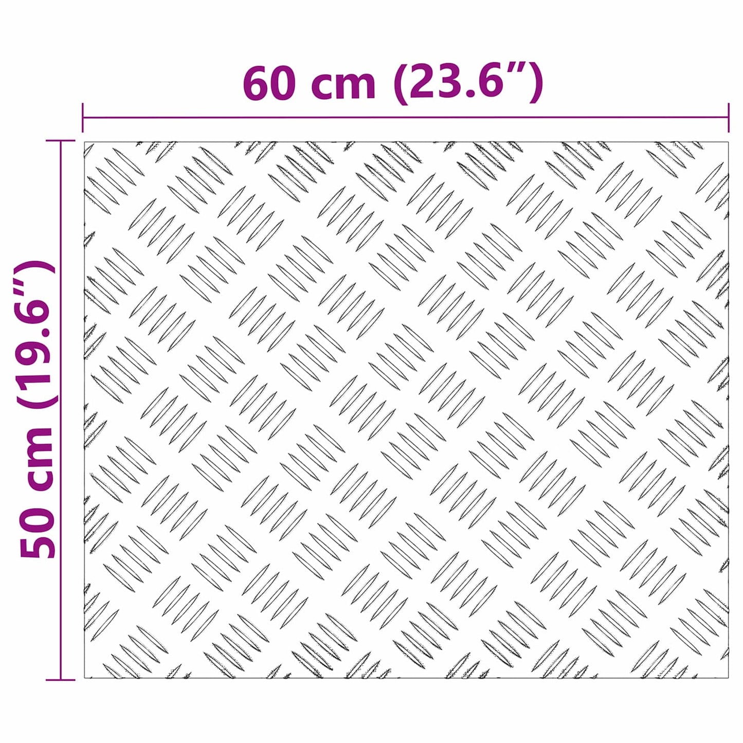 vidaXL Επιφάνειες Καρό 2 pcs Ασημί 60 x 50 cm Αλουμίνιο