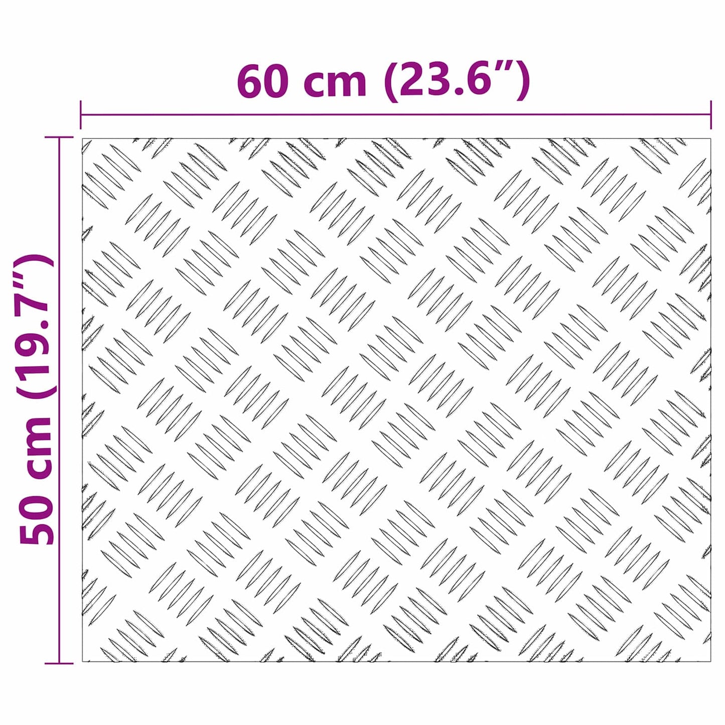 vidaXL Επιφάνειες Καρό 4 pcs Ασημί 60 x 50 cm Αλουμίνιο
