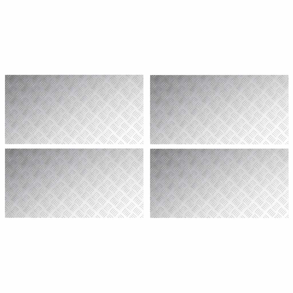 vidaXL Επιφάνειες Καρό 4 pcs Ασημί 100 x 50 cm Αλουμίνιο