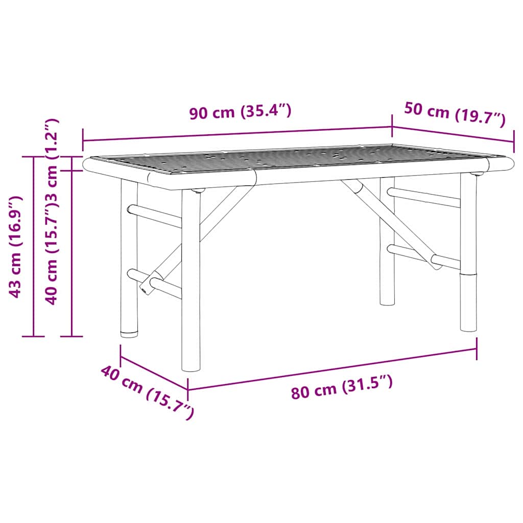 vidaXL Τραπεζάκι σαλονιού Καφέ 90 x 50 x 43 εκ Μπαμπού