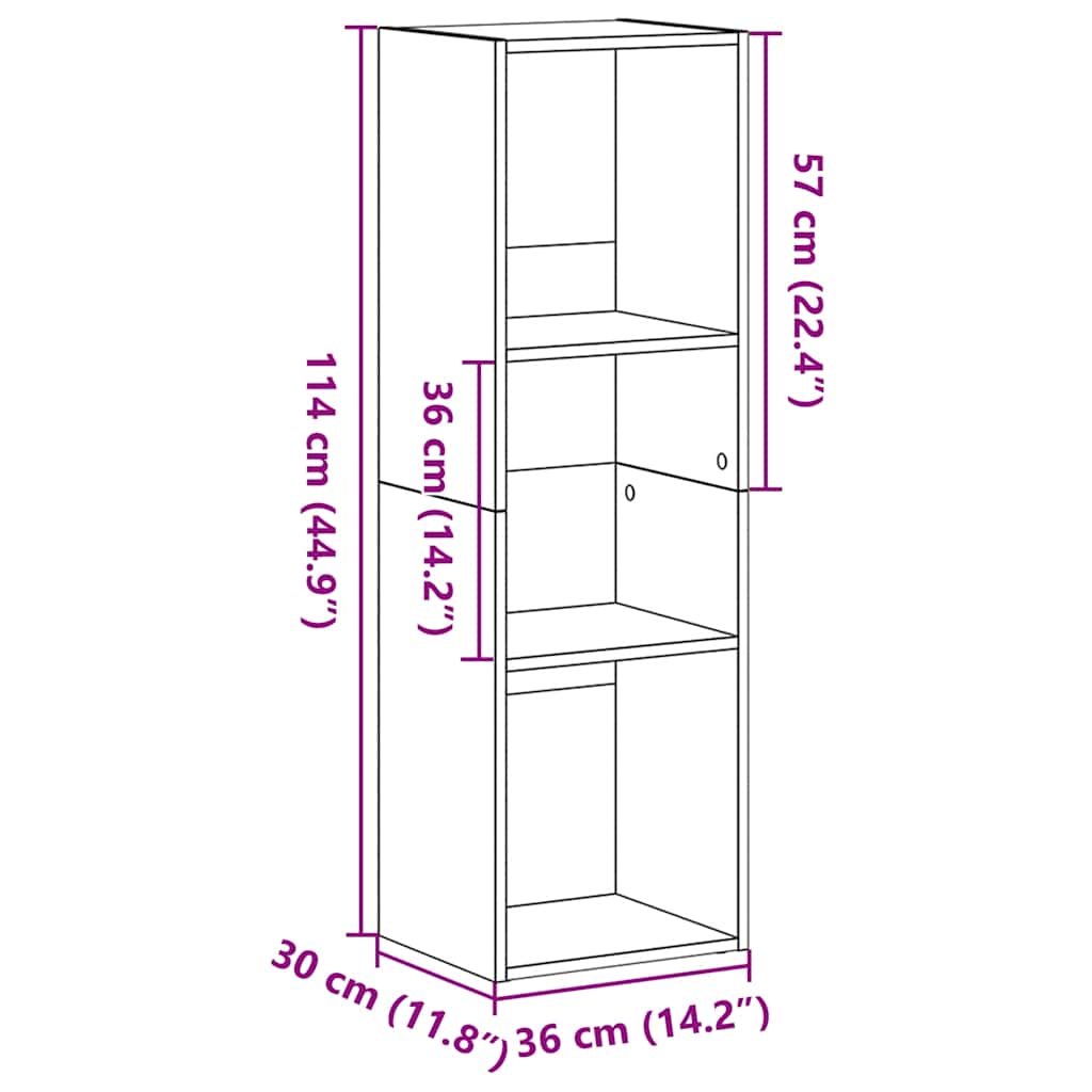 vidaXL Βιβλιοθήκη Μαύρη Δρυς 36x30x114 εκ. από Τεχνητό Ξύλο