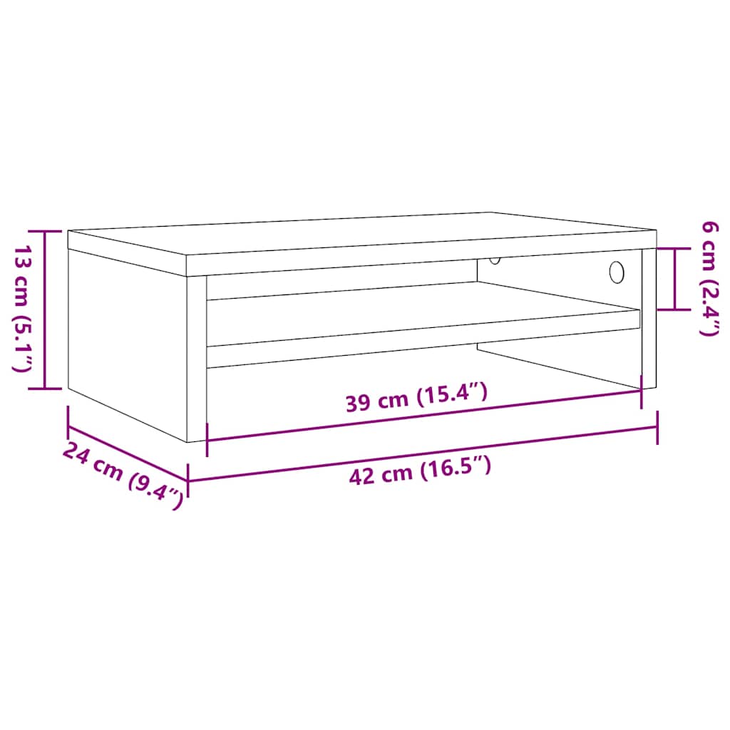 vidaXL Βάση Οθόνης Μαύρη Δρυς 42x24x13 εκ. από Τεχνητό Ξύλο