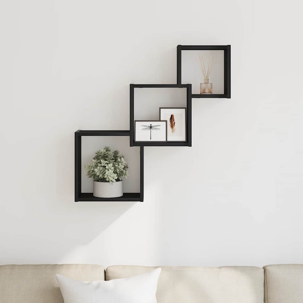 vidaXL Ράφια Τοίχου Κύβοι Μαύρη Δρυς 68 x 15 x 68 εκ. από Τεχνητό Ξύλο