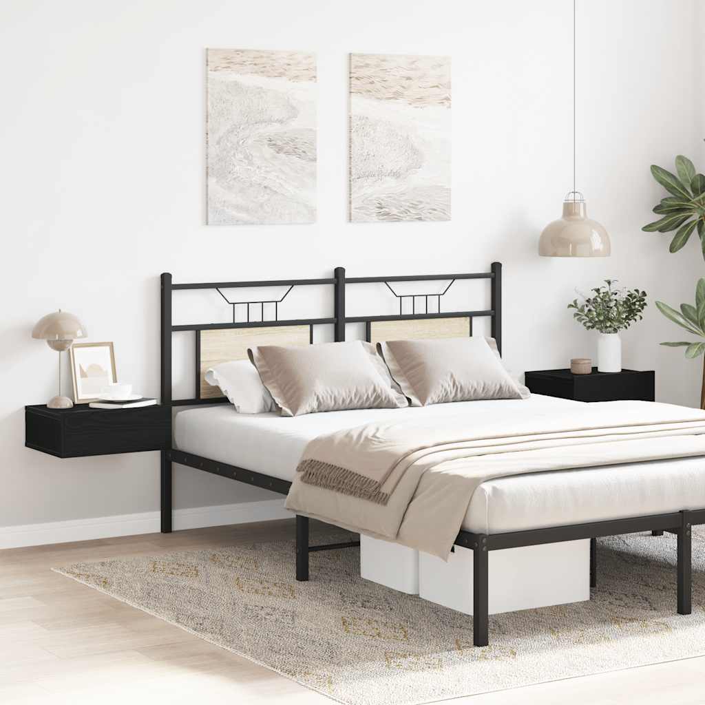 vidaXL Κομοδίνα Πλωτά 2 τεμ. από Μαύρη Δρυς 40x32x15 εκ. από Τεχνητό Ξύλο