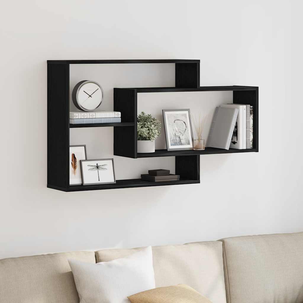 vidaXL Ράφι Τοίχου Μαύρη Δρυς 104 x 20 x 58,5 εκ. από Τεχνητό Ξύλο