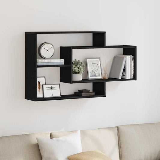 vidaXL Ράφι Τοίχου Μαύρη Δρυς 104 x 20 x 58,5 εκ. από Τεχνητό Ξύλο