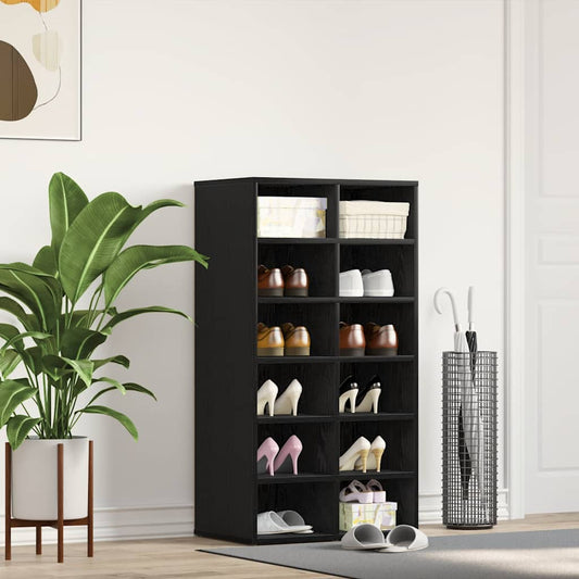 vidaXL Παπουτσοθήκη Μαύρη Δρυς 54 x 34 x 100,5 εκ. από Τεχνητό Ξύλο