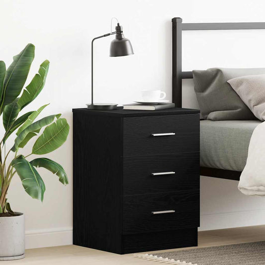vidaXL Κομοδίνο Μαύρο Δρυς 38x35x55 εκ. από Τεχνητό Ξύλο