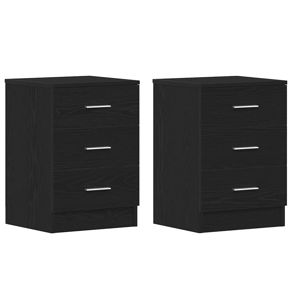 vidaXL Κομοδίνα 2 τεμ. Μαύρη Δρυς 38x35x55 εκ. από Τεχνητό Ξύλο