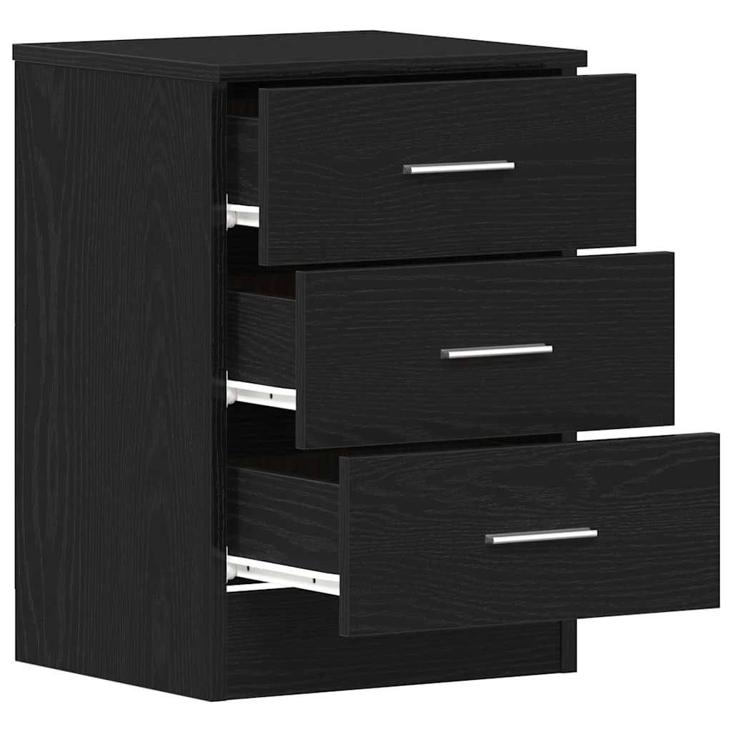 vidaXL Κομοδίνα 2 τεμ. Μαύρη Δρυς 38x35x55 εκ. από Τεχνητό Ξύλο