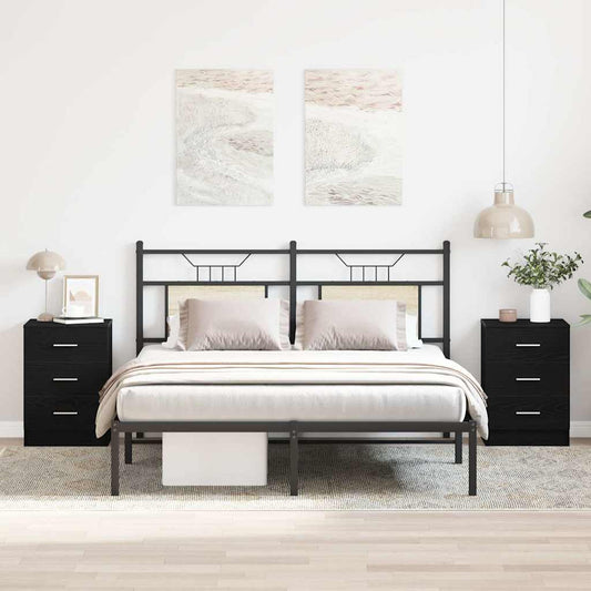 vidaXL Κομοδίνα 2 τεμ. Μαύρη Δρυς 38x35x55 εκ. από Τεχνητό Ξύλο
