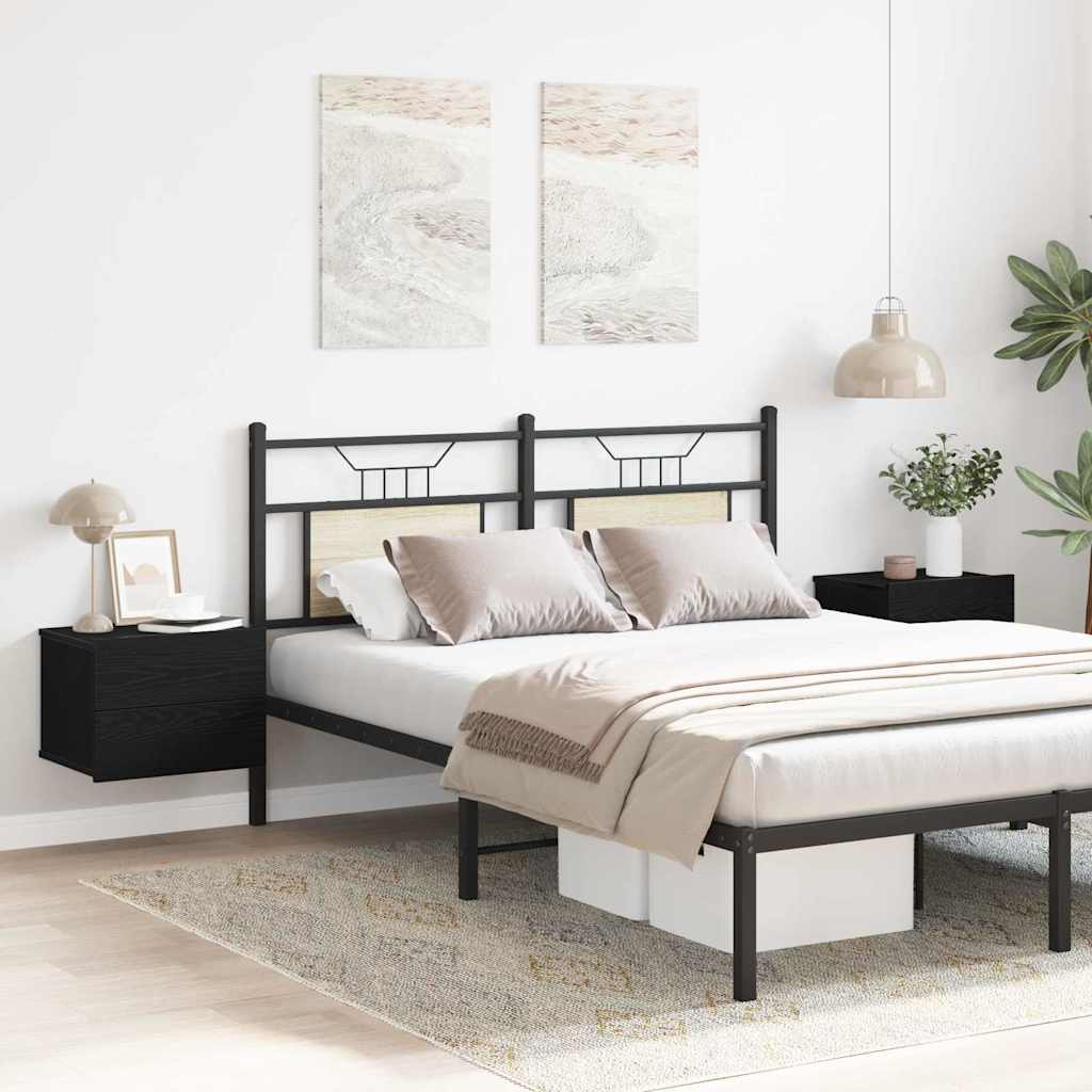 vidaXL Κομοδίνο 2 pcs Μαύρη Οξυά 40 x 30 x 30 εκ Επεξεργασμένο ξύλο