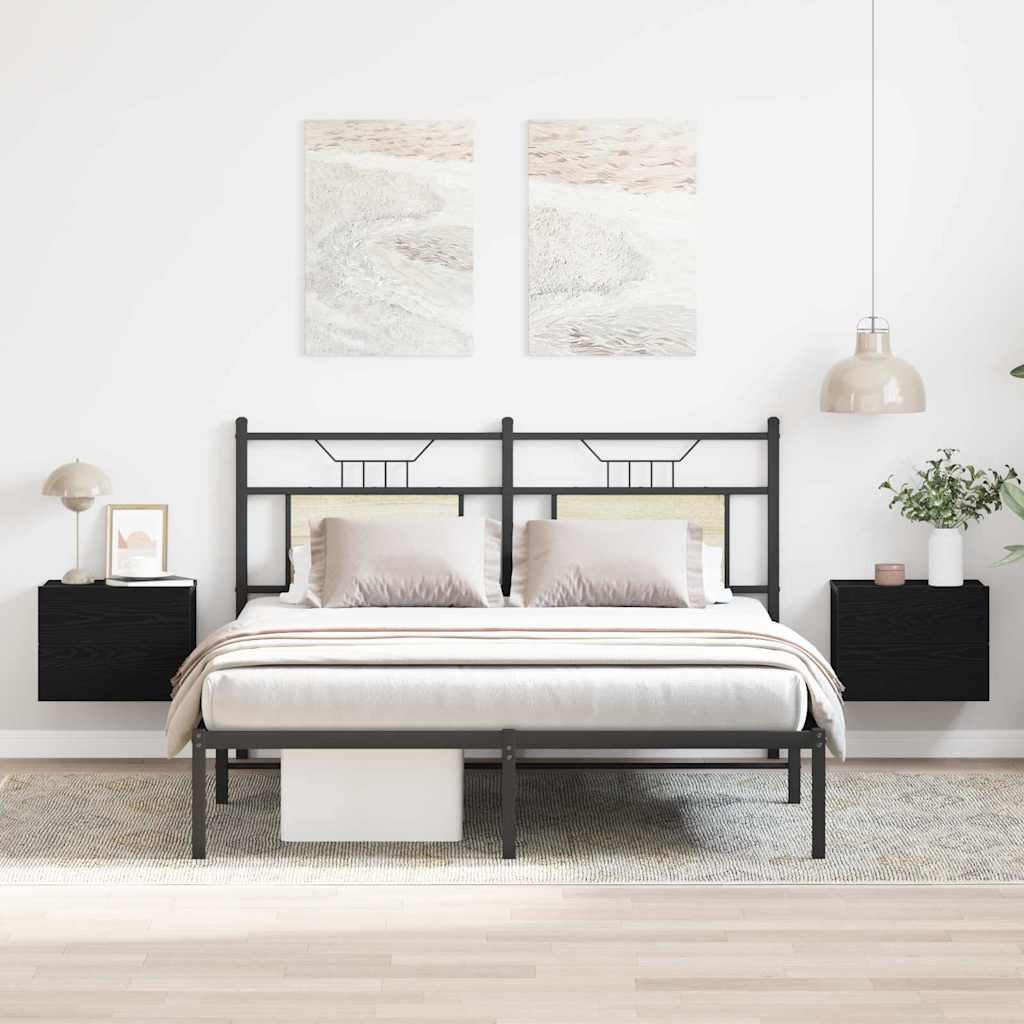 vidaXL Κομοδίνο 2 pcs Μαύρη Οξυά 40 x 30 x 30 εκ Επεξεργασμένο ξύλο