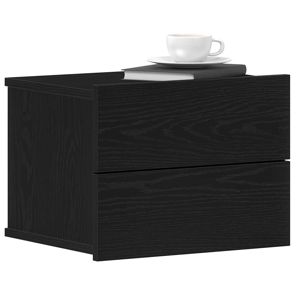 vidaXL Κομοδίνο 2 pcs Μαύρη Οξυά 40 x 30 x 30 εκ Επεξεργασμένο ξύλο