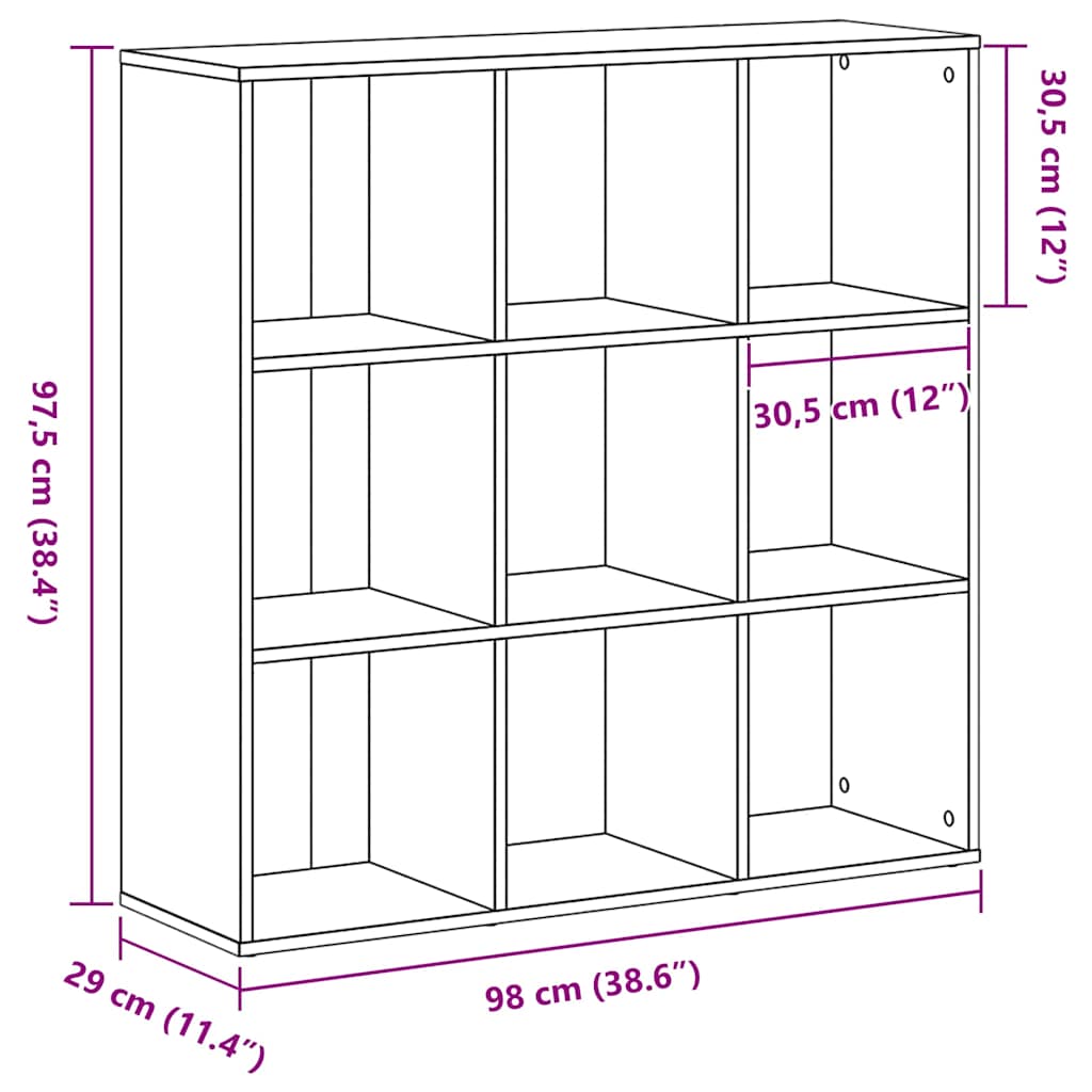 vidaXL Βιβλιοθήκη Μαύρη Δρυς 98x29x97,5 εκ. από Τεχνητό Ξύλο