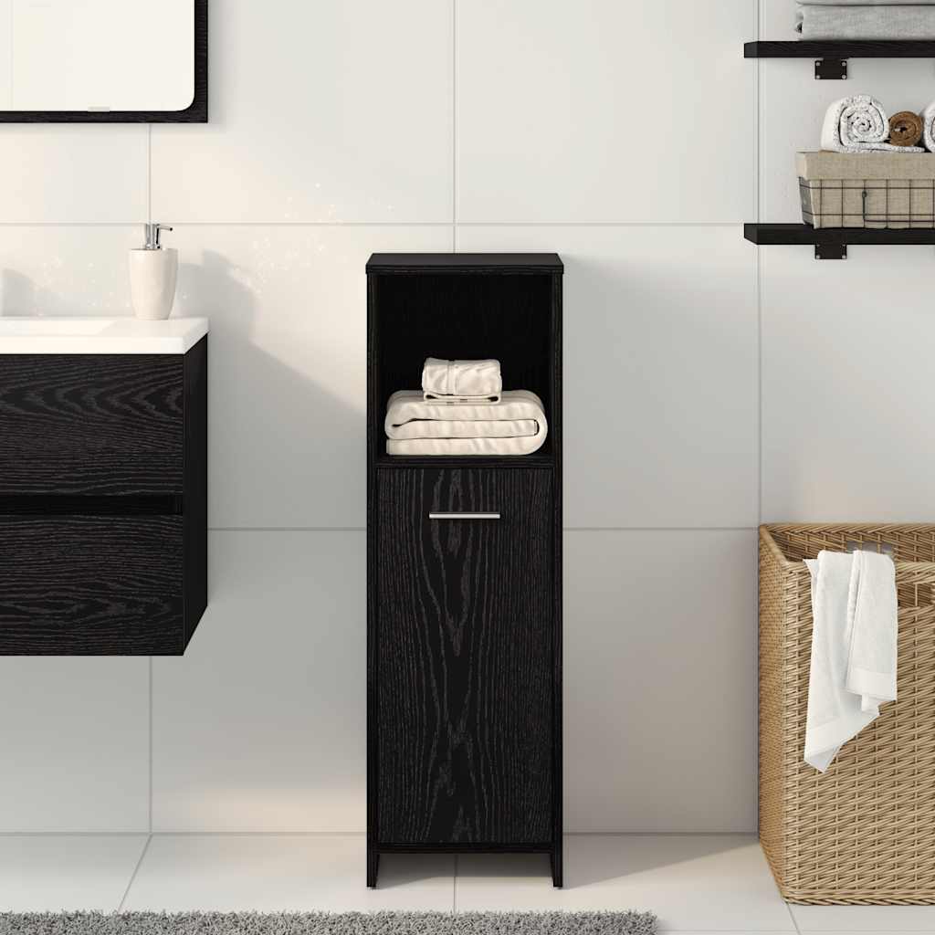vidaXL Ντουλάπι Μπάνιου Μαύρο Δρυς 30x30x95 εκ. από Τεχνητό Ξύλο