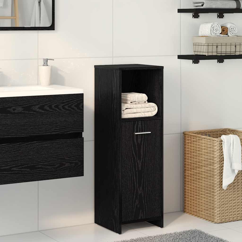 vidaXL Ντουλάπι Μπάνιου Μαύρο Δρυς 30x30x95 εκ. από Τεχνητό Ξύλο