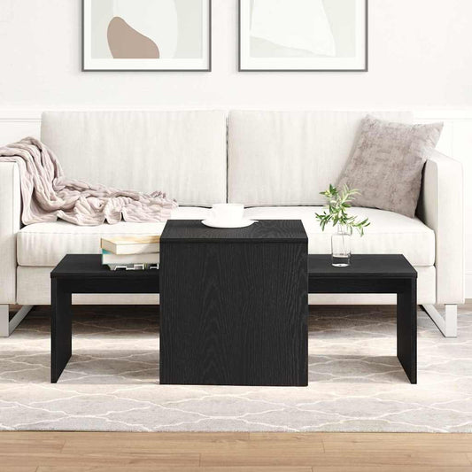 vidaXL Ένθετα τραπέζια Μαύρη Οξυά 100 x 48 x 40 εκ Επεξεργασμένο ξύλο