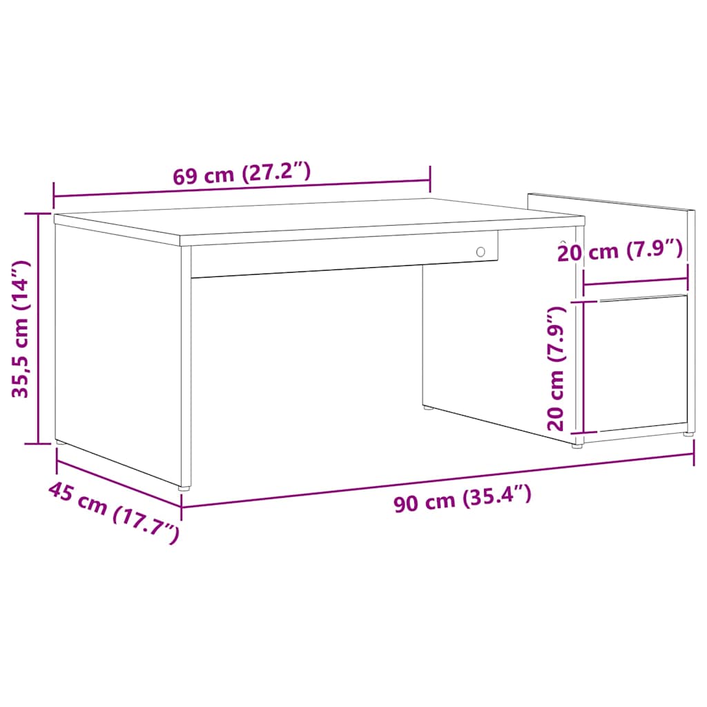 vidaXL Τραπεζάκι σαλονιού Μαύρη Οξυά 90 x 45 x 35 cm