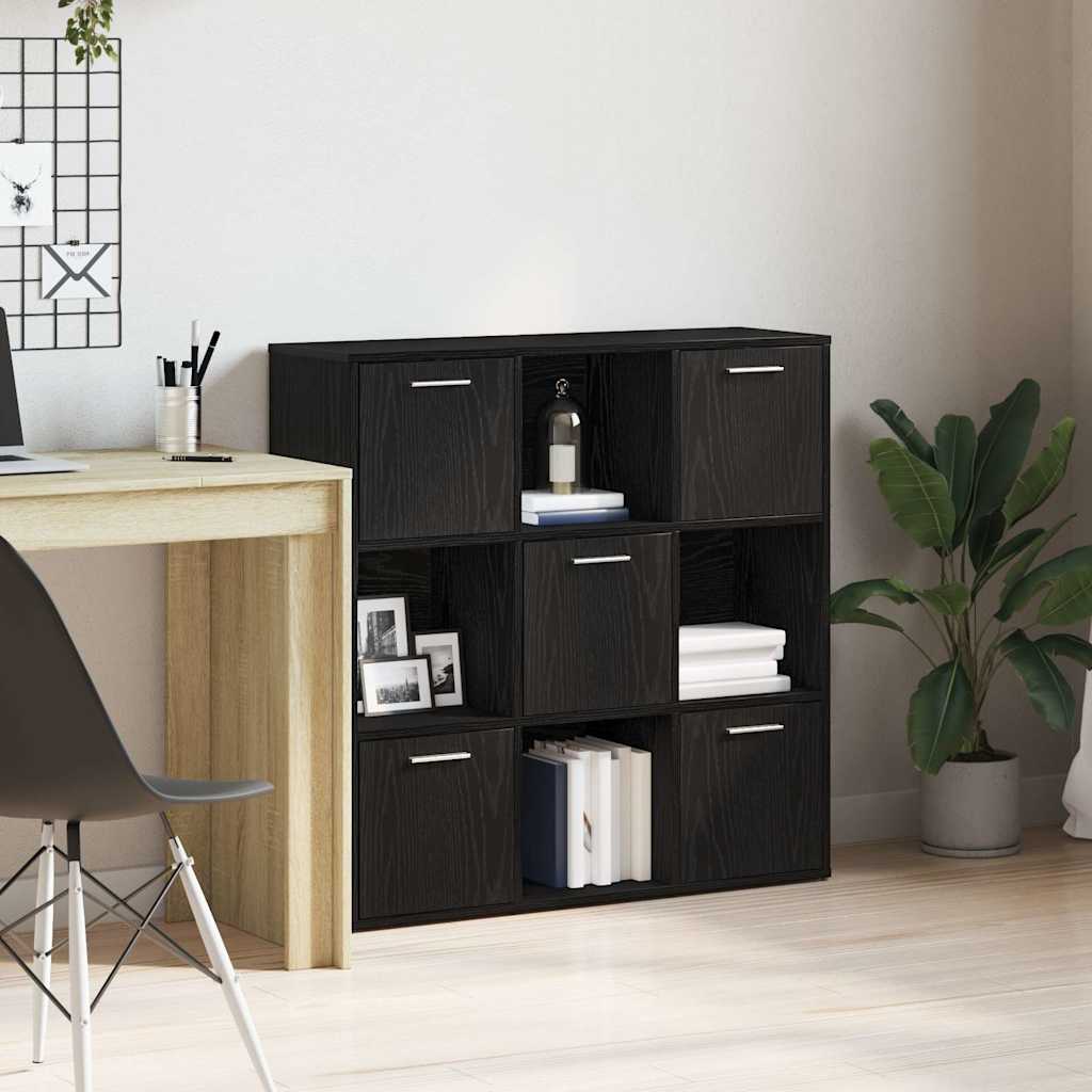 vidaXL Βιβλιοθήκη Μαύρη Δρυς 90x28x90 εκ. από Τεχνητό Ξύλο