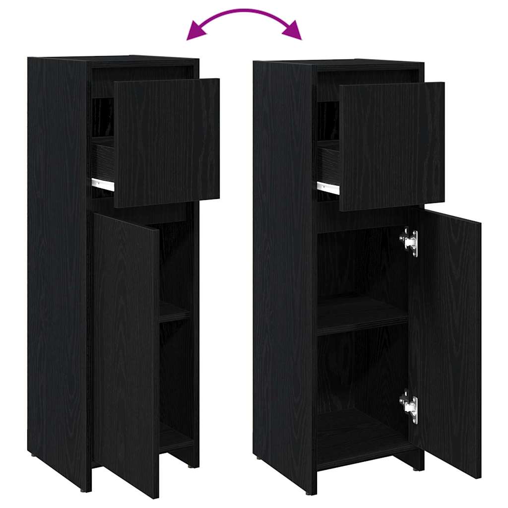 vidaXL Ντουλάπι Μπάνιου Μαύρη Οξυά 30 x 30 x 95 cm Επεξεργασμένο ξύλο