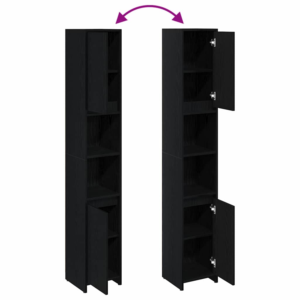 vidaXL Ντουλάπι Μπάνιου με αποθήκευση Μαύρη Οξυά 30 x 30 x 183,5 εκ.