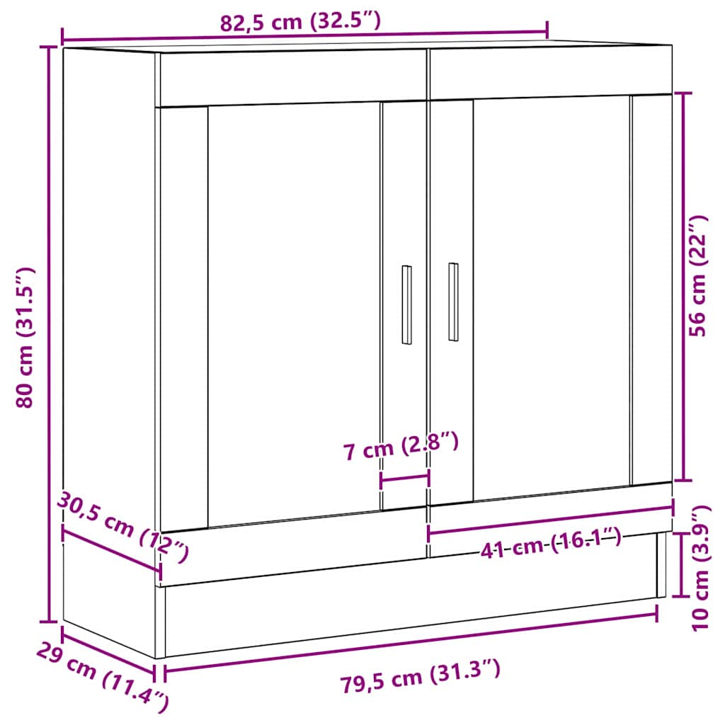 vidaXL Βιβλιοθήκη Μαύρη δρυς 82.5 x 30.5 x 80 cm Επεξεργασμένο ξύλο