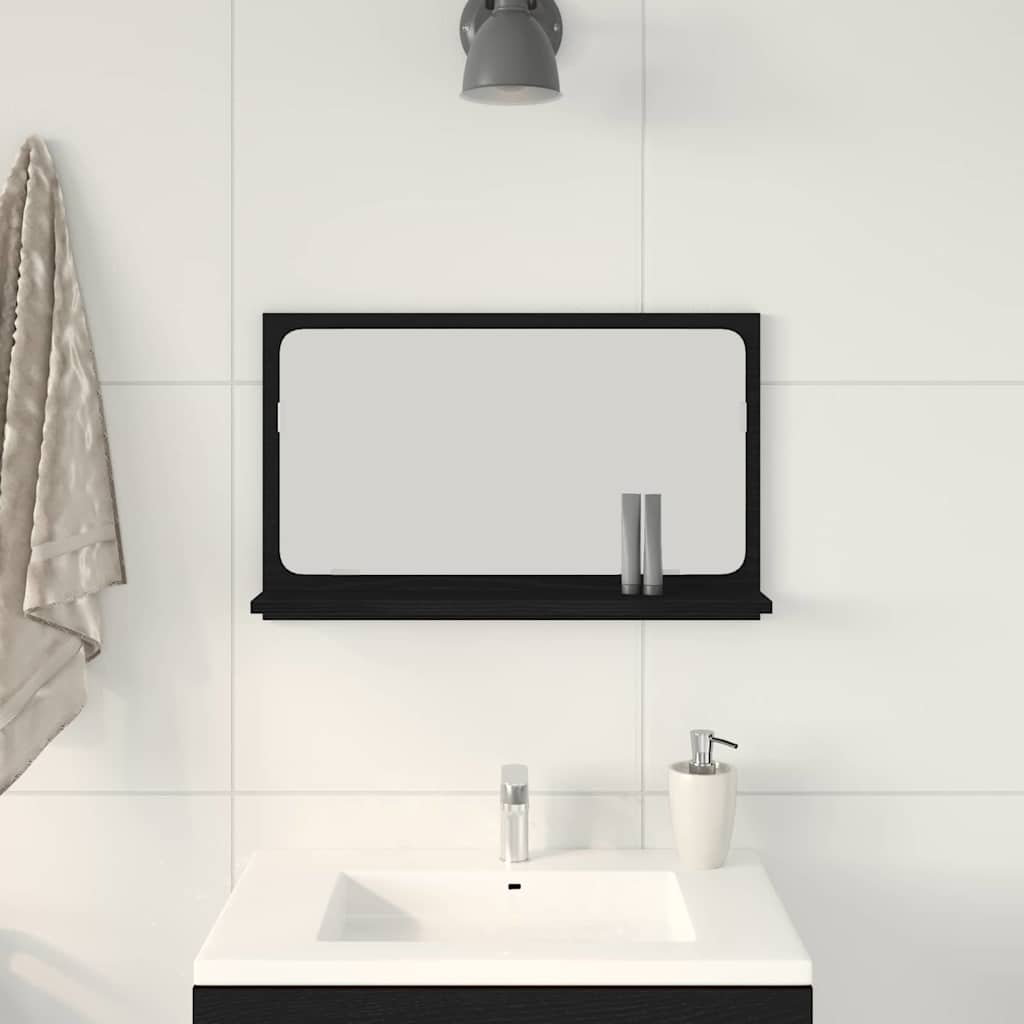vidaXL Επιτραπέζιο Καθρέφτη με ράφι Μαύρη Οξυά 60 x 10,5 x 37 cm