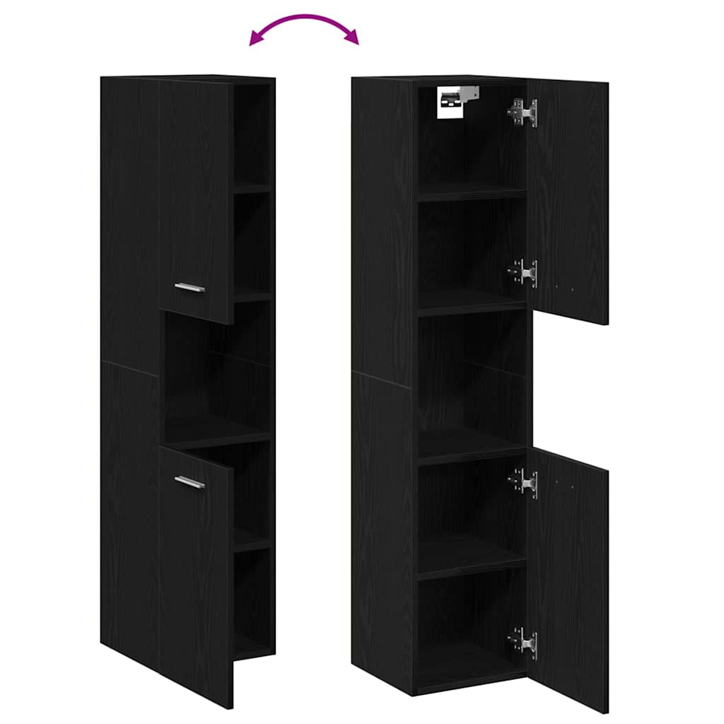 vidaXL Ντουλάπι Μπάνιου Μαύρη Οξυά 30 x 30 x 130 εκ Επεξεργασμένο ξύλο