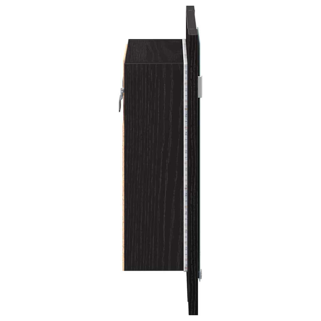 vidaXL Ντουλάπι Μπάνιου με LED, Μαύρο Δρυς, 40x12x45 εκ.