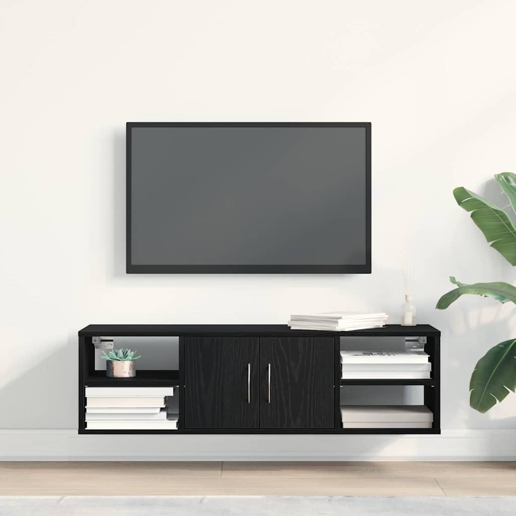 vidaXL Ράφι Τοίχου Επιτοίχιο Μαύρη Οξυά 102 x 30 x 29 εκ