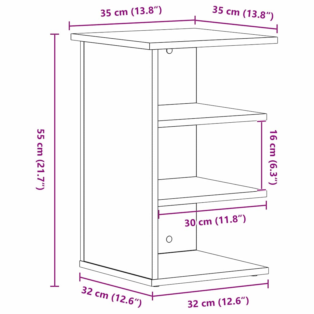 vidaXL Βοηθητικό ντουλάπι Μαύρη Οξυά 35 x 35 x 55 εκ.