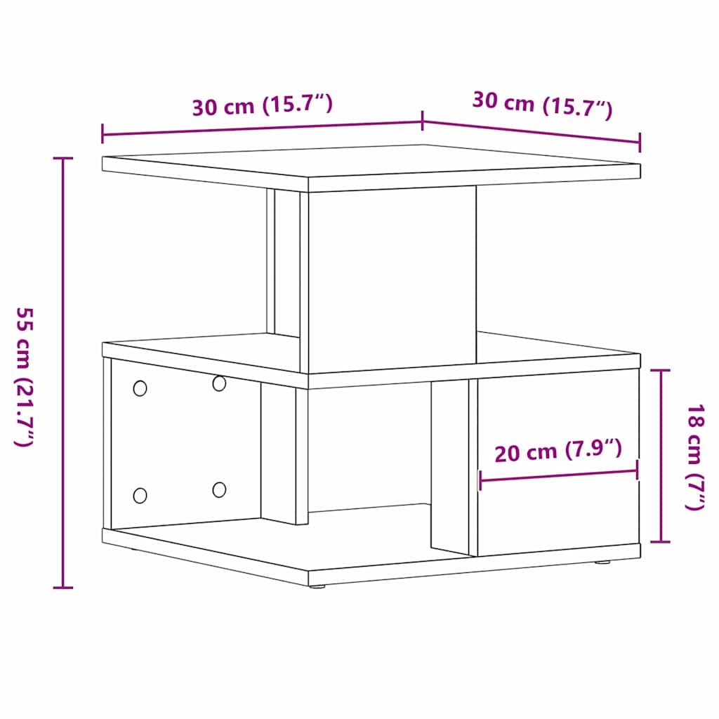 vidaXL Τραπεζάκι Πλευράς Μαύρη Οξυά 40 x 40 x 40 cm Επεξεργασμένο ξύλο
