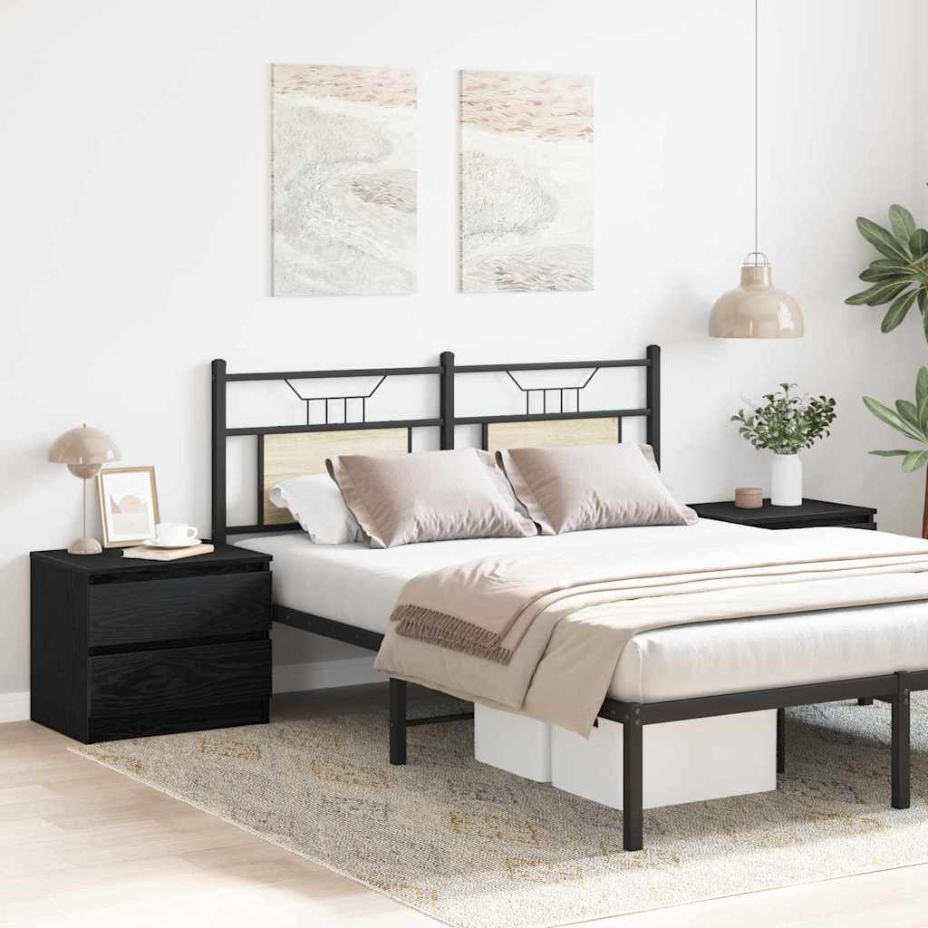 vidaXL Κομοδίνο 2 pcs Μαύρη Οξυά 50 x 40 x 43,5 εκ. Επεξεργασμένο ξύλο